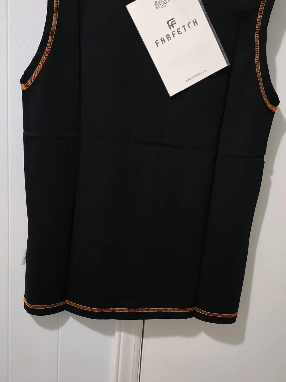Hermès Black Tank with Orange H Logo